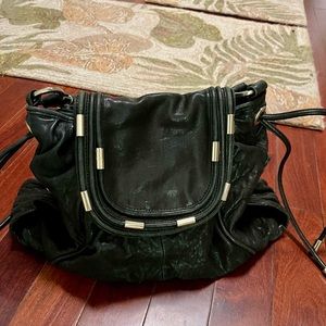 Karen Didion Originals Black and Gold Hobo Bag with Ruched Texture